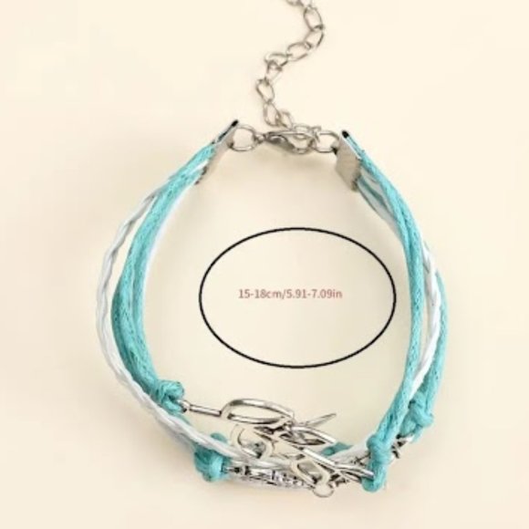 Multilayer Turquoise Color PU Leather Bracelet Owls, Bird, Leaves Infinity Charm - Picture 5 of 5